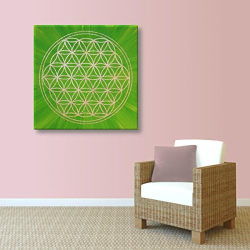 Wandbild Blume des Lebens in Gold "Erfrischung" - Grösse 50cmx50cm - HANDGEMALT - Acrylfarbe auf Lei