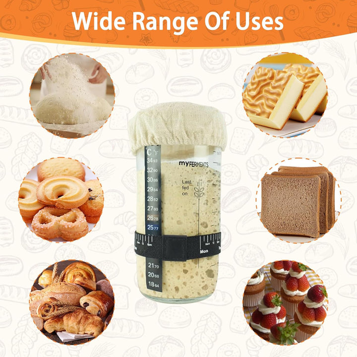 1000ml Sauerteig Starter Set mit Skala, Fermentierglas mit Deckel, Sauerteig Glas Mit Messband und R