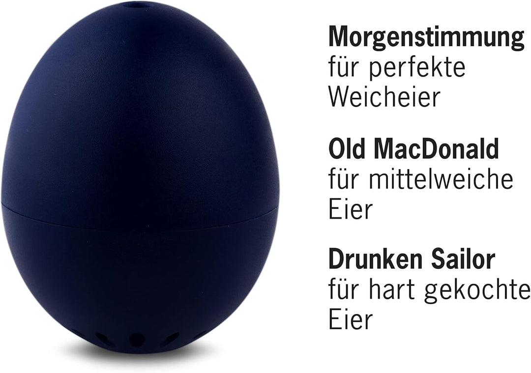 PiepEi Classic Dunkelblau - Singende Eieruhr zum Mitkochen - Eierkocher für 3 Härtegrade - Piep Ei m