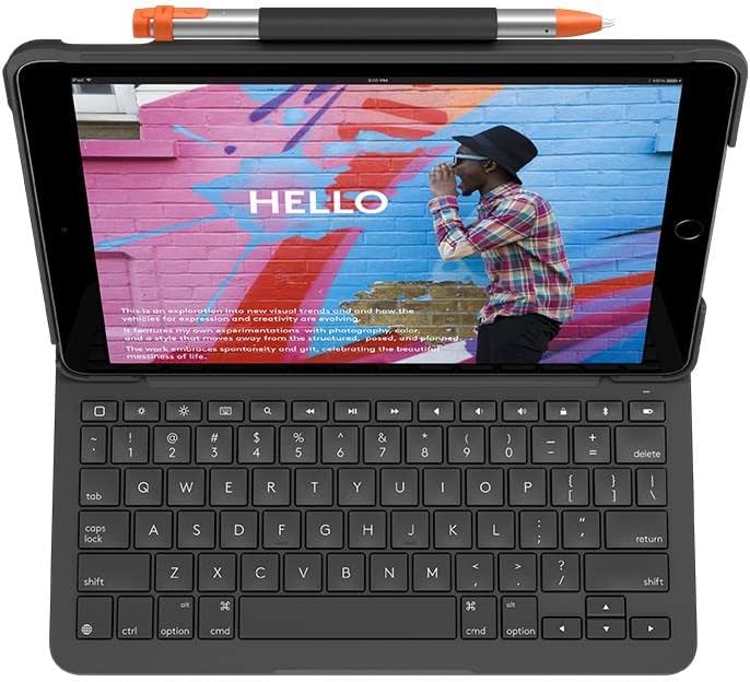 Logitech Slim Folio für iPad (7., 8. und 9. Generation) Tastatur-Case mit integrierter kabelloser Ta