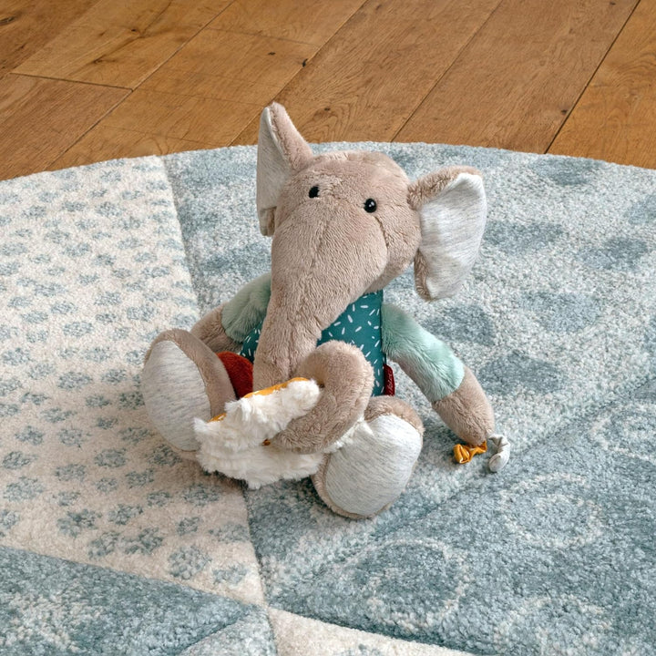 sigikid 43164 Babyaktivspielzeug Stofftier Elefant, Mint/grau, Mint/Grau