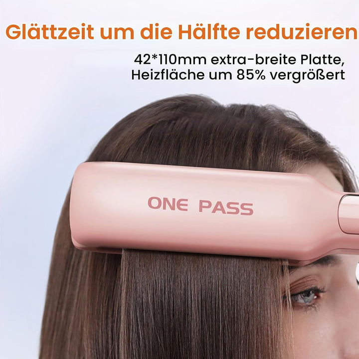 Faszin Professionelle Glätteisen, 42mm Breite Titanplatten mit Negativer Ionenfunktion, 30s Schnelle