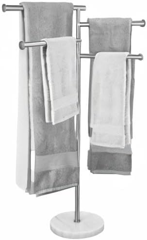 KES Handtuchhalter Stehend Handtuchhalter 4 Armig Schwenkbar Handtuchständer Freistehend Marmor Bad