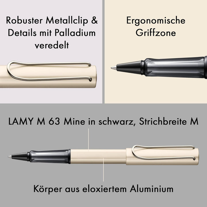 LAMY Lx Tintenroller 358 – Rollpen aus Aluminium, edel eloxiert in der Farbe Palladium mit transpare