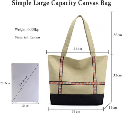 CORIOS Damen Henkeltaschen Canvas Tote Beutel Multifunktionale Henkeltasche Grosse Kapazität Schulte