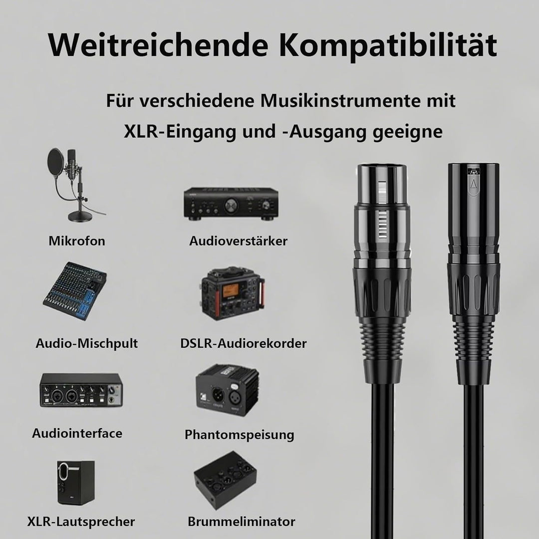 XLR Kabel 2m-2 Pack Mikrofonkabel XLR Stecker auf XLR Busche Kabel Kompatibel mit Mikrofone oder and