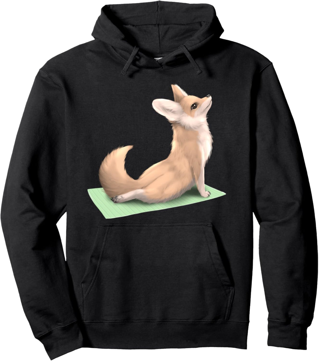 Fennec Fox Yoga Pose Meditation Zen Workout Exercise Funny Pullover Hoodie