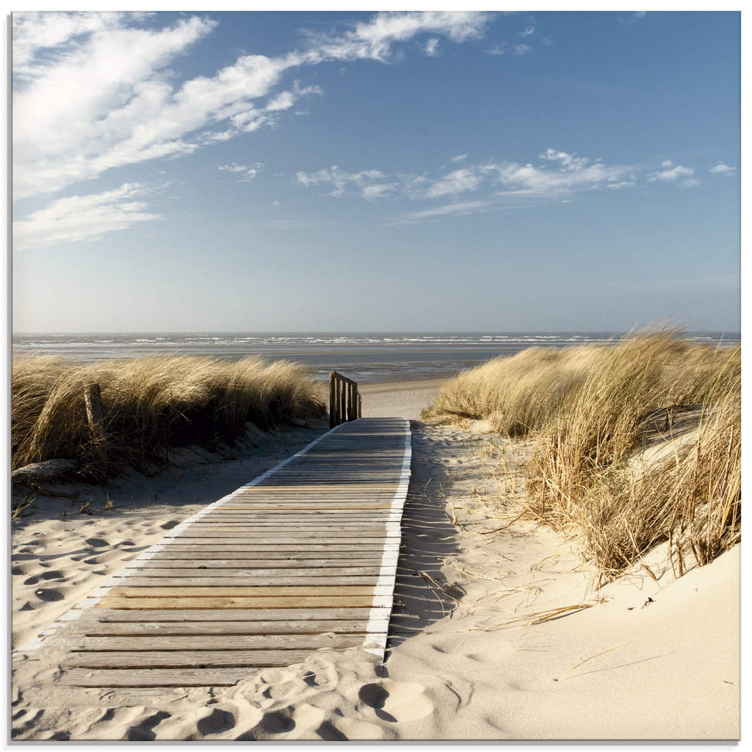 ARTland Glasbilder Wandbild Glas Bild einteilig 40x40 cm Quadratisch Strand Meer Küste Nordsee Natur
