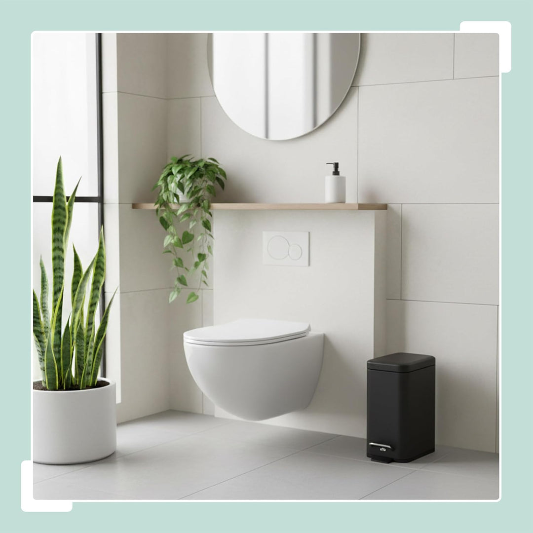 Relaxdays Mülleimer Bad, 5 Liter, Kosmetikeimer mit Soft-Close, Matte Optik, entnehmbarer Inneneimer