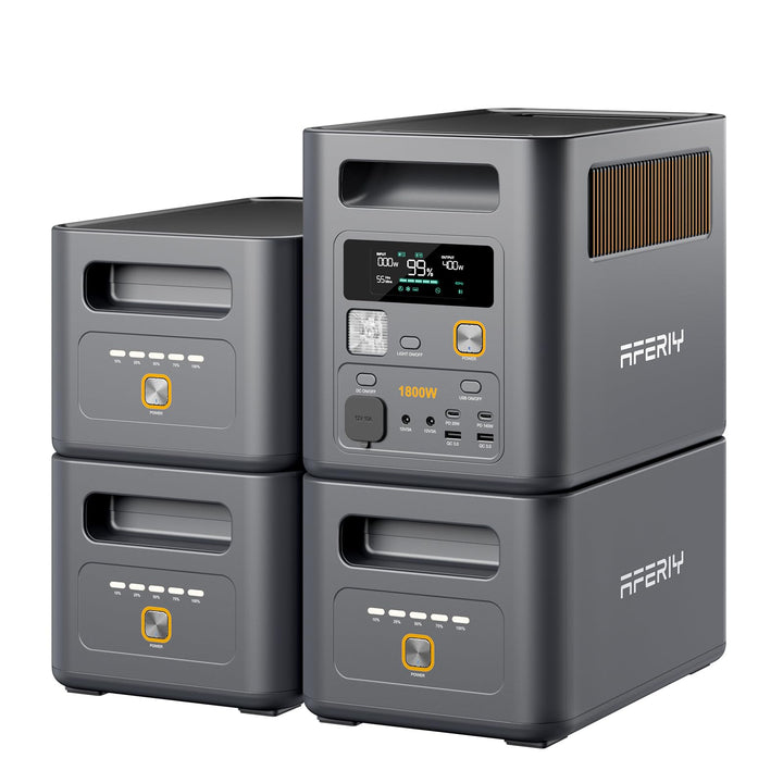 AFERIY 1800W Tragbare Powerstation 1024Wh x4, Erweiterbar Auf 5120Wh LiFePO4 Solargenerator & 1Std S