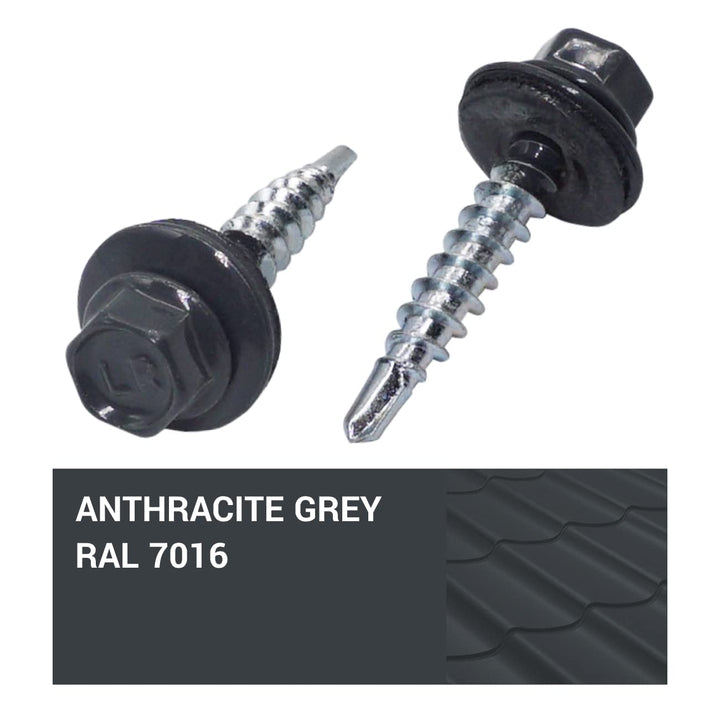 (250 Stück) Metall Dachschrauben 4,8 x 35 mm lackierte selbstbohrende Schrauben mit EPDM Unterlegsch