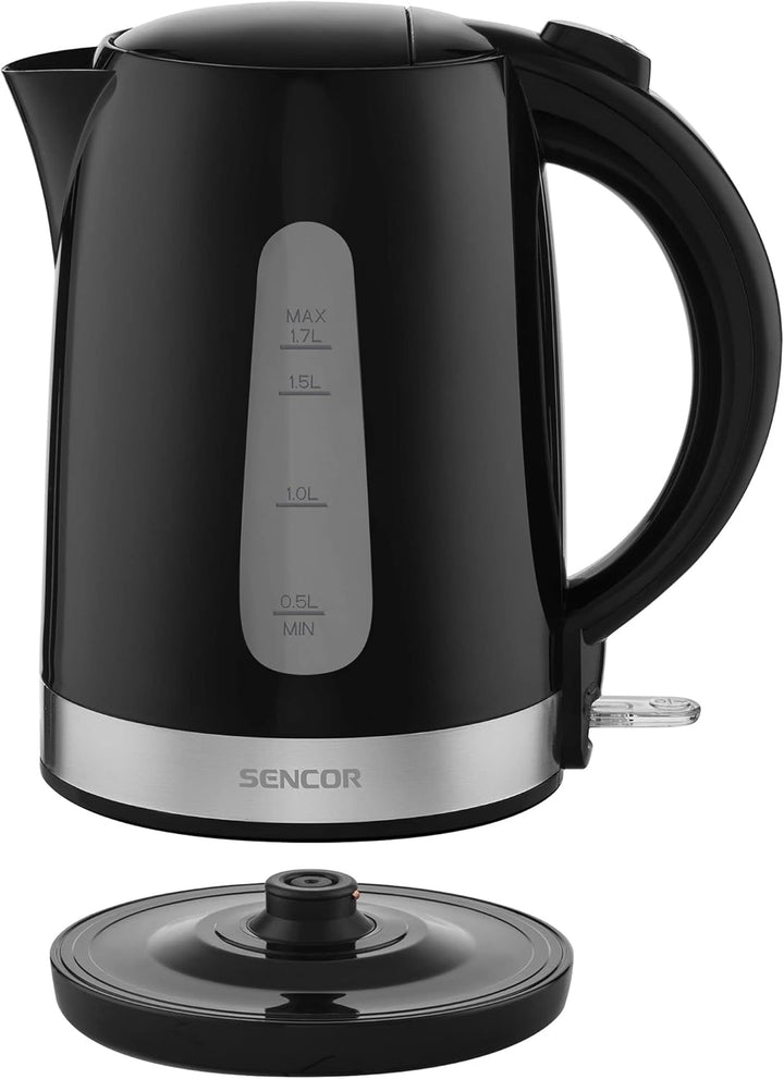 SENCOR SWK 1749BK Wasserkocher, 2200 Watt, Volumen 1,7 L, Schwarz, Schwarz