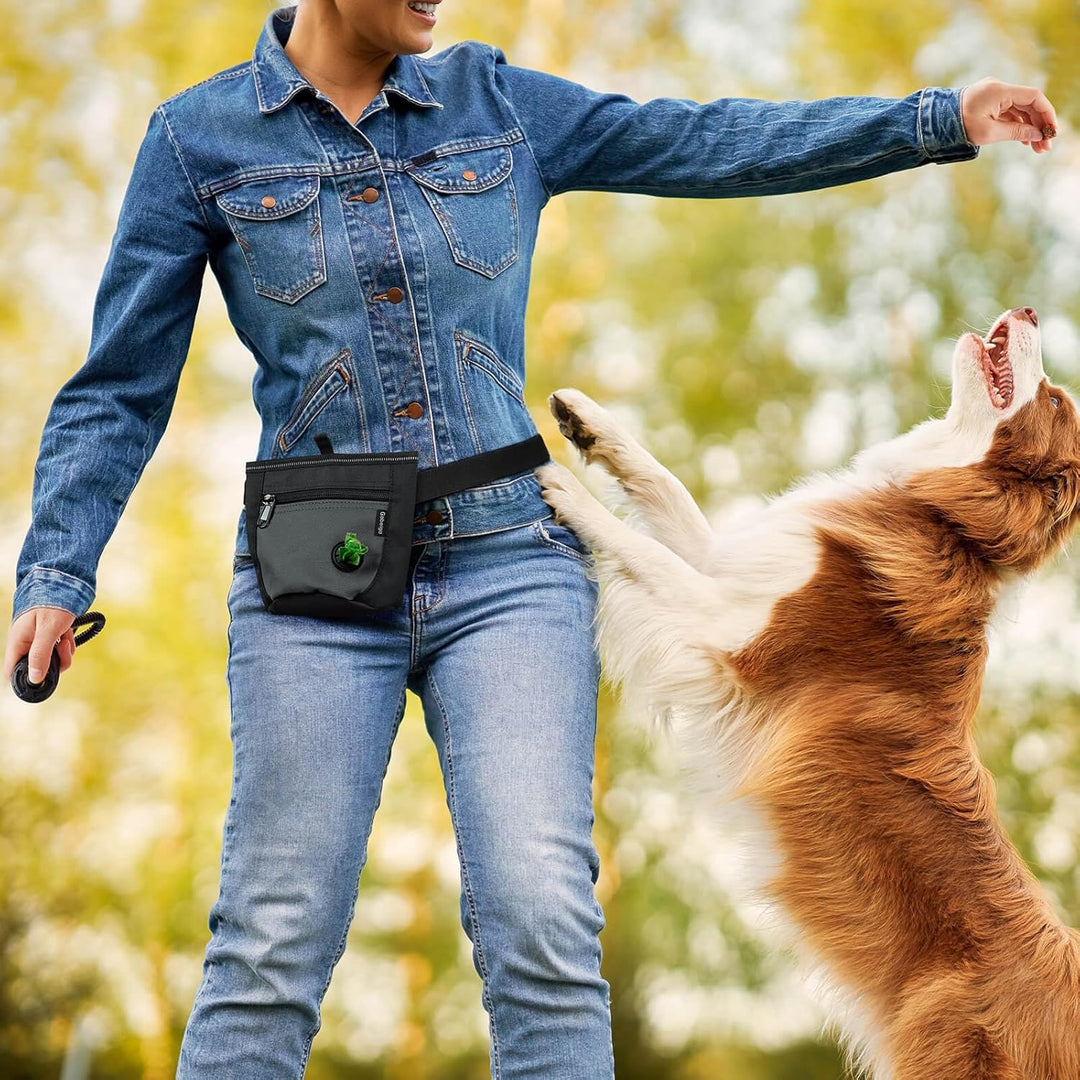 Gobeigo Hunde Leckerlibeutel und Training-Clicker, Zwei magnetische Verschlüsse gegen Verschütten, 2