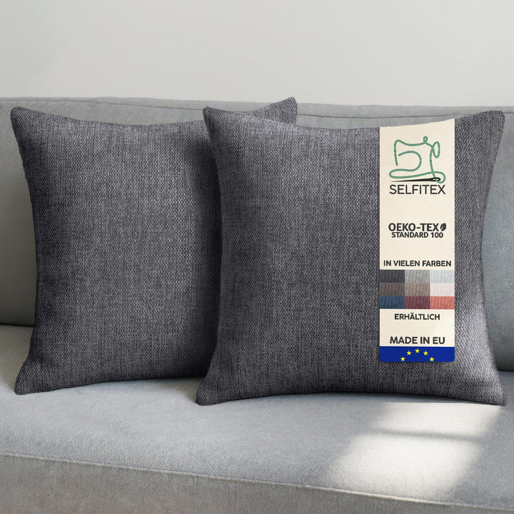 Selfitex 2er Set Couchkissen 50x50 cm, Sofakissen mit Füllung und Bezug, kuschelweiches Lesekissen,