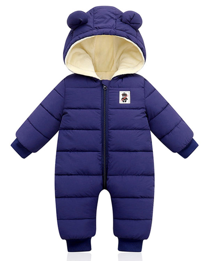 Baby Winter Overall mit Kapuze, Strampler Schneeanzug Jungen Mädchen Langarm Jumpsuit Warm Outfits G