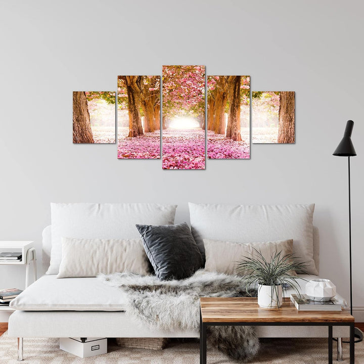 Runa Art Wandbilder Wald Landschaft 5 Teilig Bild auf Vlies Leinwand Deko Schlafzimmer Wohnzimmer Na
