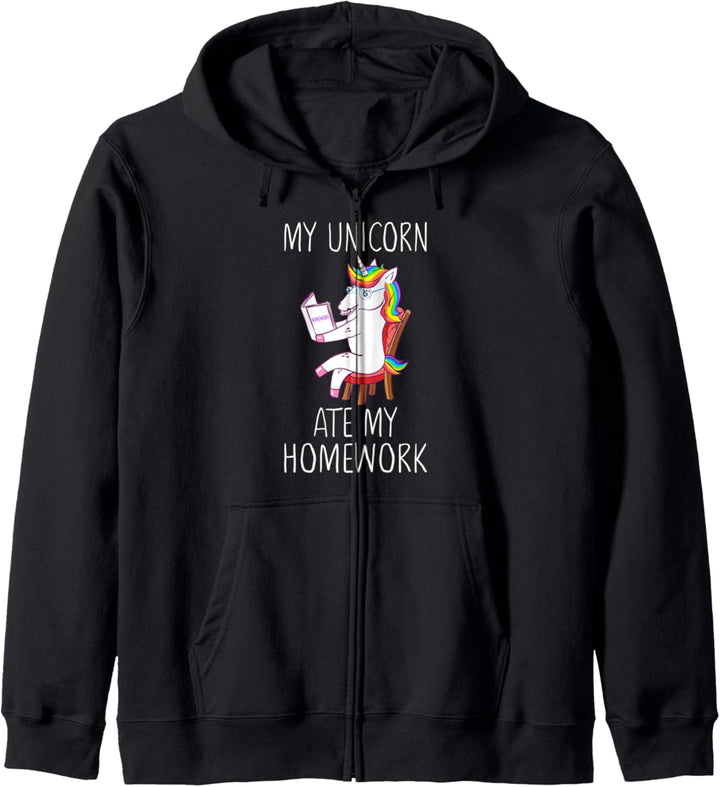 My Unicorn Ate My Homework Kids Girls Funny Homeschool Gift Kapuzenjacke