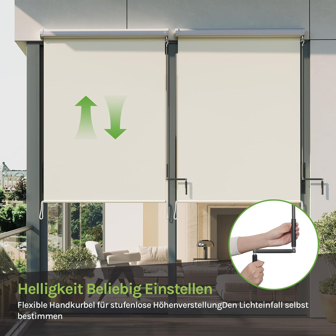 WOLTU Senkrechtmarkise Balkonmarkise Vertikalmarkise mit Handkurbel und Markisenkassette für Terrass
