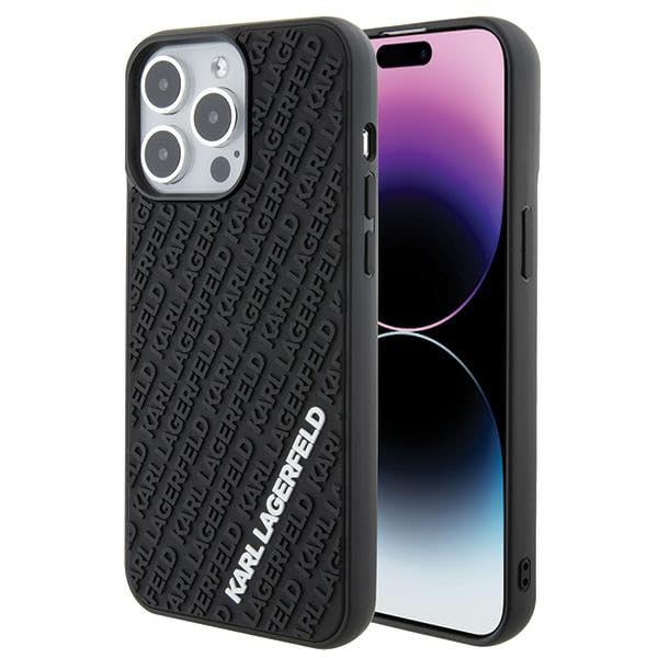 KARL LAGERFELD KLHCP15X3DMKRLK Hülle für iPhone 15 Pro Max 6.7" Schwarz hardcase 3D Rubber Multi Log