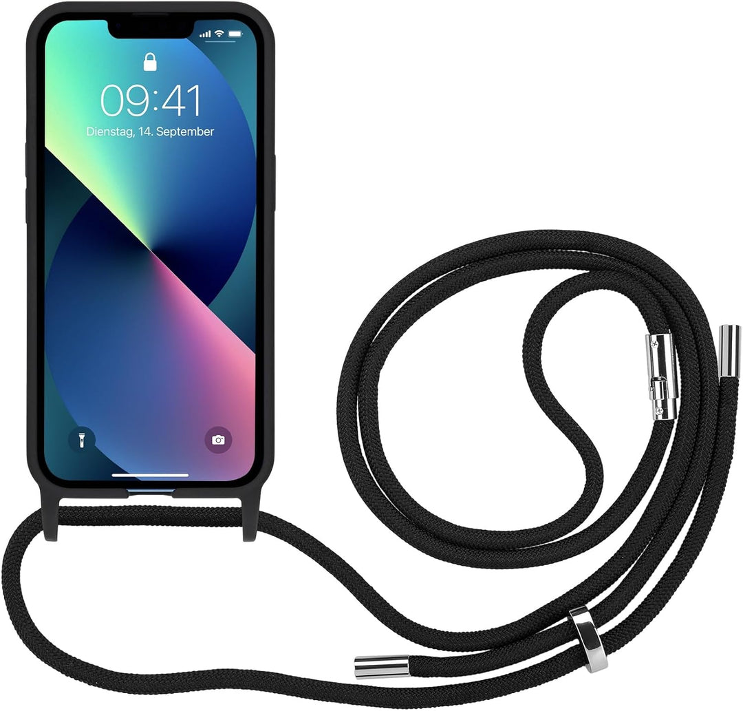 Artwizz HangOn Case kompatibel mit iPhone 13 - Elastische Schutzhülle aus Silikon als Handykette zum