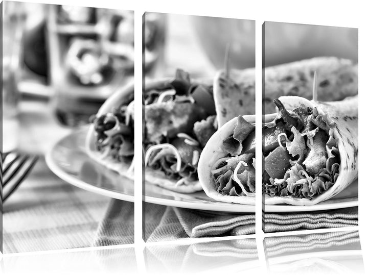 Pixxprint Super Frische Wraps als Leinwandbild/Grösse: 3 Teilig (120x80) cm/Wandbild/Kunstdruck/fert