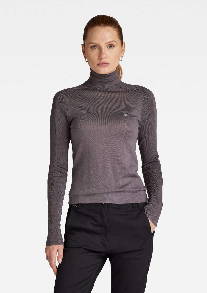 G-STAR RAW Damen Core Slim Turtle Knitted Pullover Knits XS Grau (Rabbit D23678-b692-g077), XS Grau