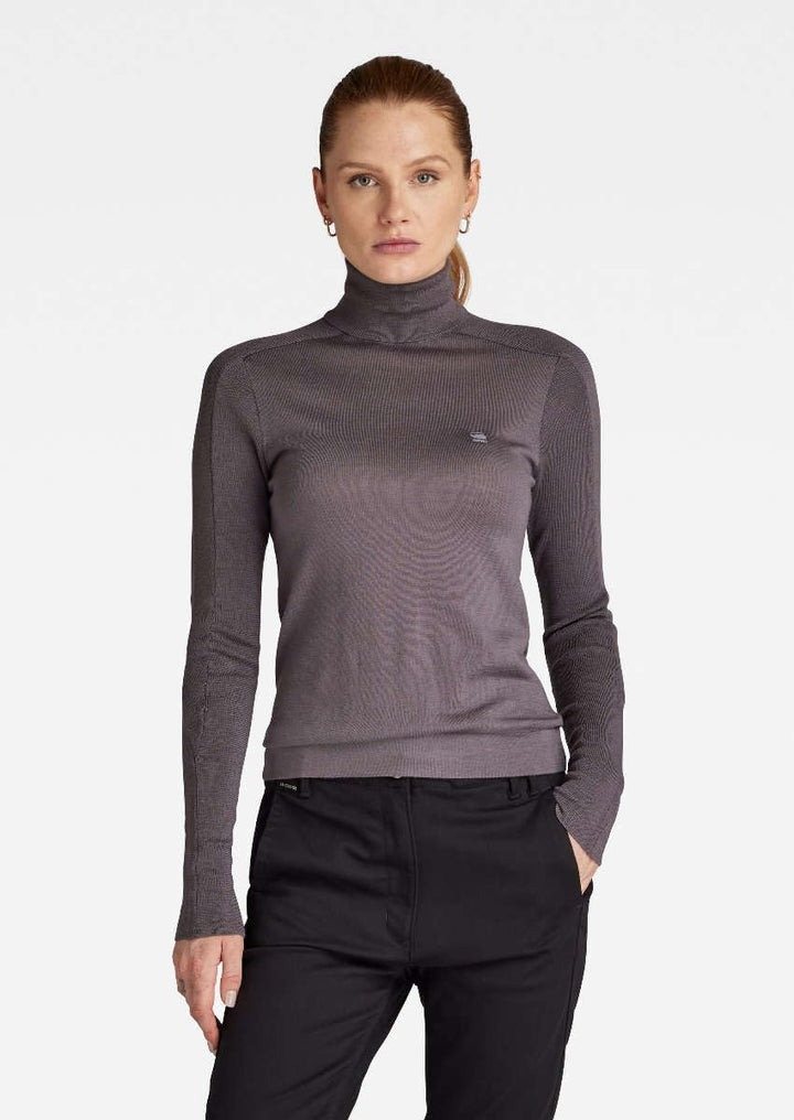 G-STAR RAW Damen Core Slim Turtle Knitted Pullover Knits XS Grau (Rabbit D23678-b692-g077), XS Grau