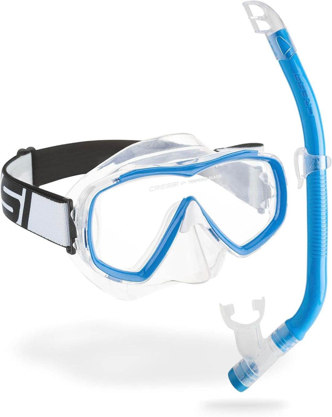 Cressi Estrella Jr - Maske zum Tauchen und Schnorcheln Transparent/Blau Maske + Schnorchel, Transpar
