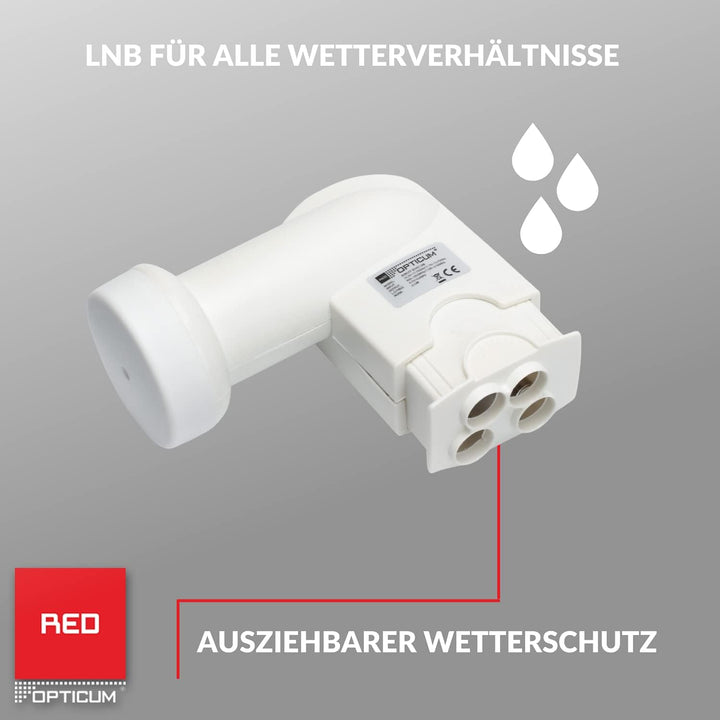 RED OPTICUM Robust Quad LNB Hitze- & kältebeständiger Digital-LNB 4-Fach mit nur 0.1dB Rauschmass un