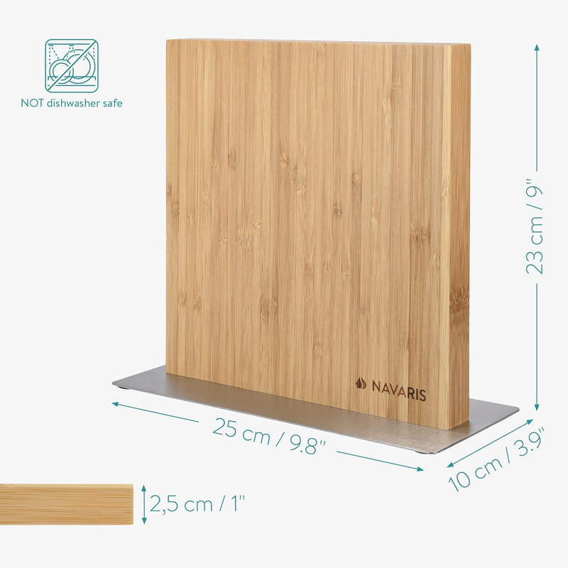 Navaris Messerhalter doppelseitig magnetisch aus Bambus - Magnet Messerblock Messerbrett Magnethalte