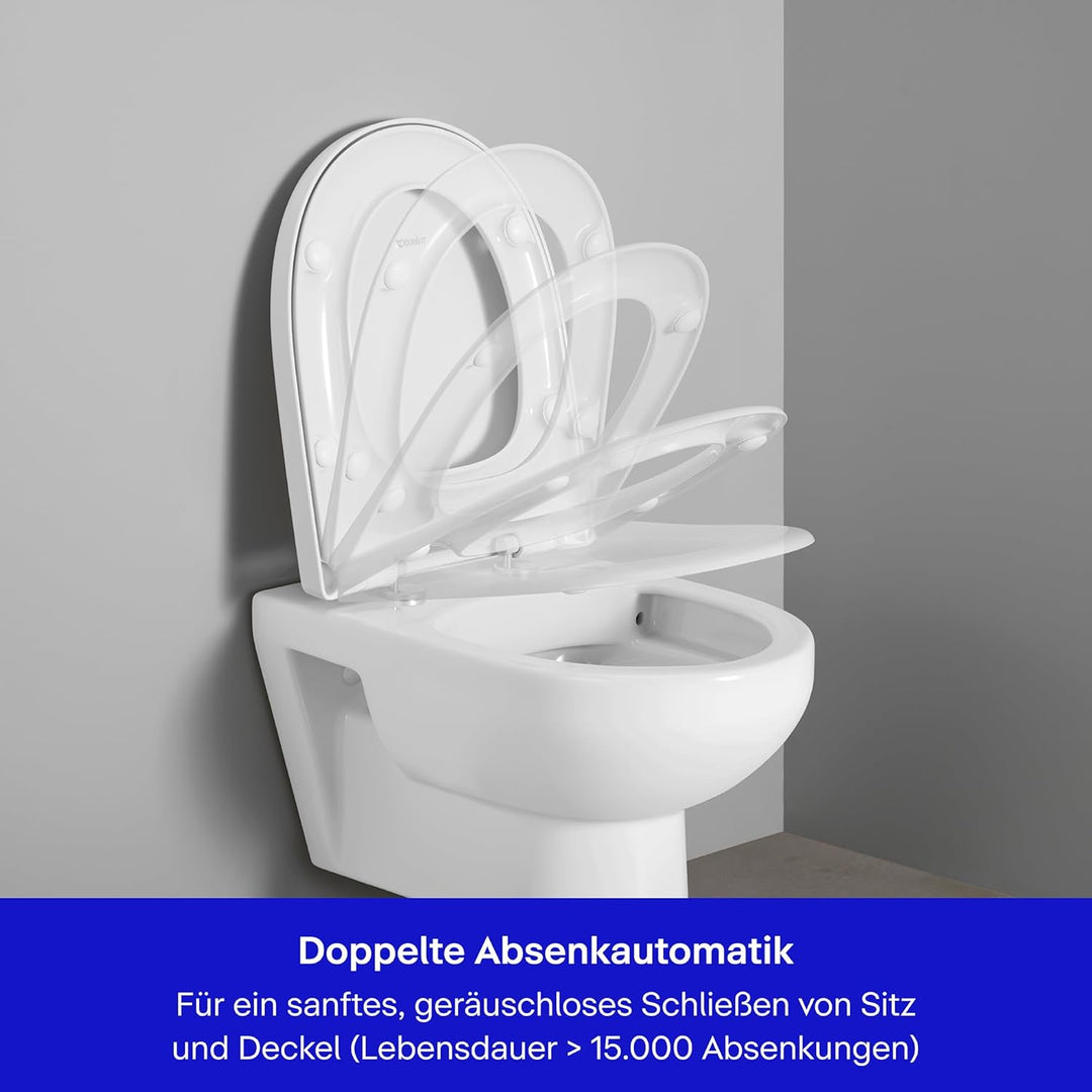 Duravit WC-Sitz Univavo, WC-Sitz D-shaped, Klobrille mit doppelter Absenkautomatik, Toilettendeckel