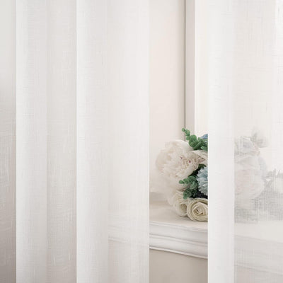 MIULEE 2er Set Voile Vorhang Sheer Leinenvorhang mit Ösen Transparente Leinen Optik Gardine Ösenscha