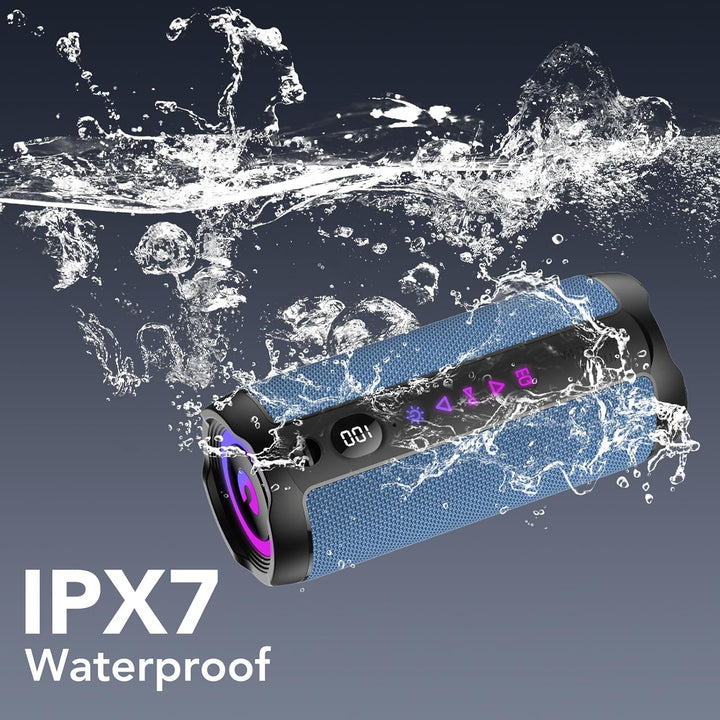 Bluetooth Lautsprecher mit Licht, Bluetooth 5.4 Musikbox,30W Dual Lautsprecher, LED Anzeige & 30 Std