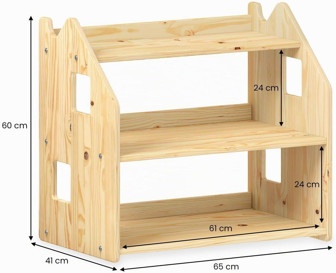 IDIMEX Kinderregal Yasmin 3 Ablagen Natur - Montessori Regal für Spielzeug und Bücher, Kinderzimmer