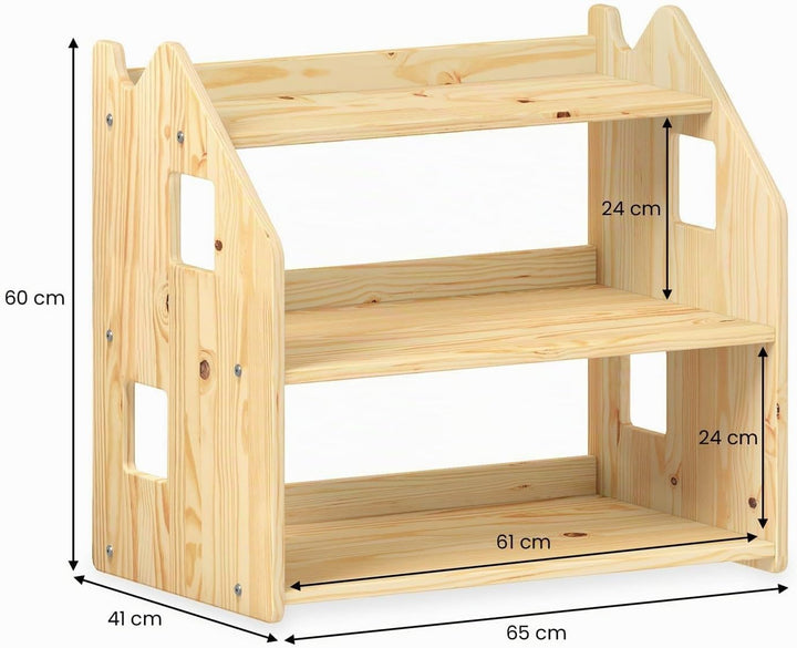 IDIMEX Kinderregal Yasmin 3 Ablagen Natur - Montessori Regal für Spielzeug und Bücher, Kinderzimmer
