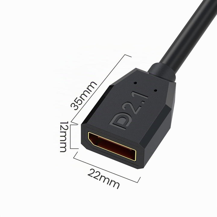 16K DisplayPort 2.1 Verlängerungskabel, 90 Grad Rechtwinkel DP männlich zu weiblich Kabel 52Gbps Unt