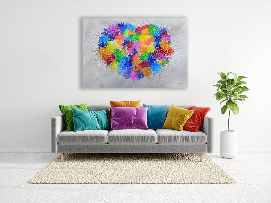 Monica Mirafiori I 100% HANDGEMALT I Gemälde Herz 100x70cm | Gemälde Handgemalt | Acrylgemälde | Seh