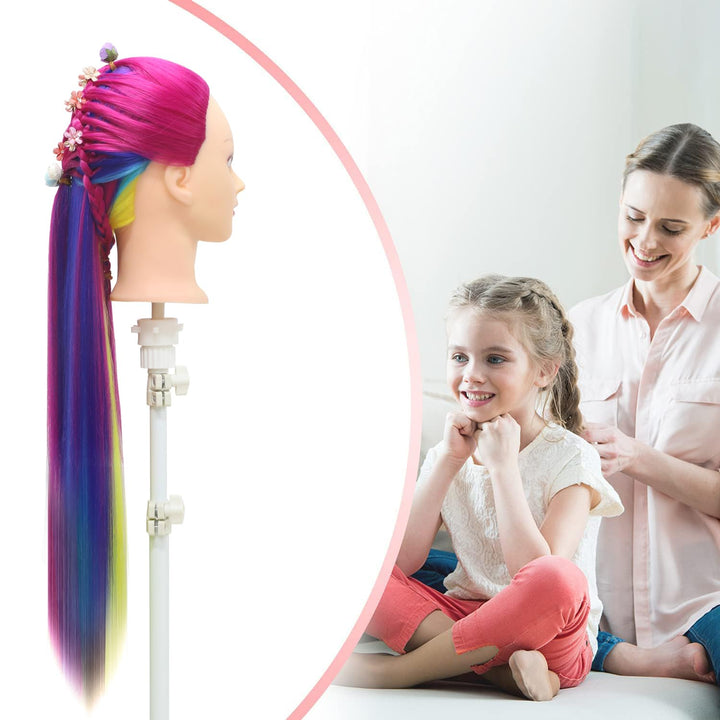 Trainingsköpfe, 28 inch Übungskopf Frisierkopf Friseur 100% Synthetikfaser-Haar Styling Kopf Frisier