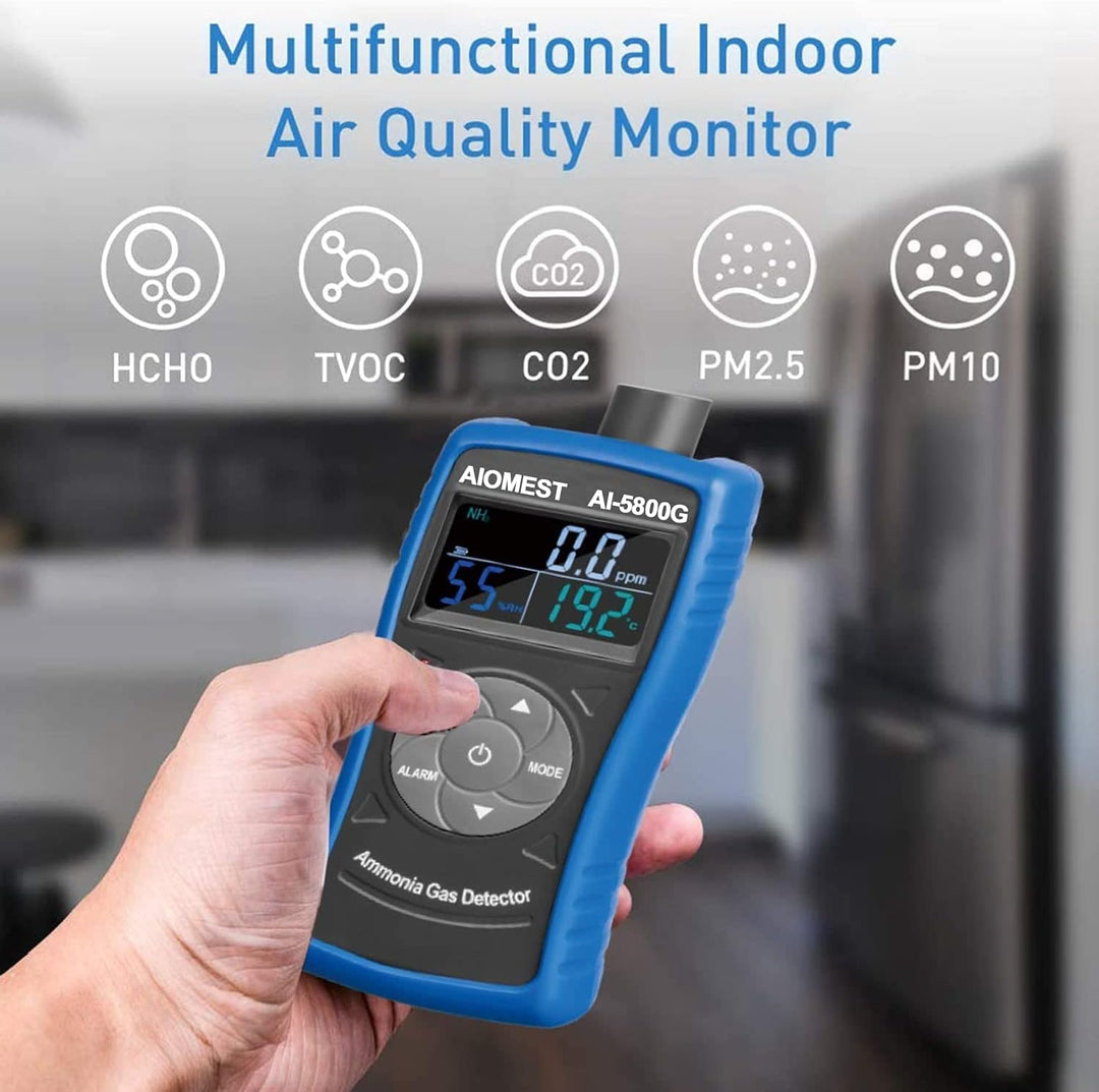 AIOMEST Gasmelder, AI-5800G Ammoniak-Gas-Detektor, 0~100PPM NH3 Iuftqualität Messgerät für Gasmelder