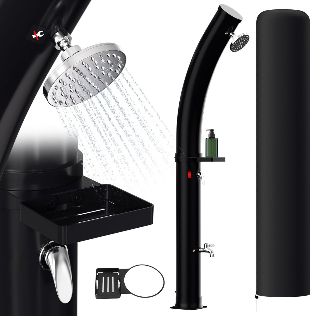 Ansobea solardusche 40 Liter Solar Gartendusche Inkl Schutzhaube und Bodenelement, schwenkbarer Dusc