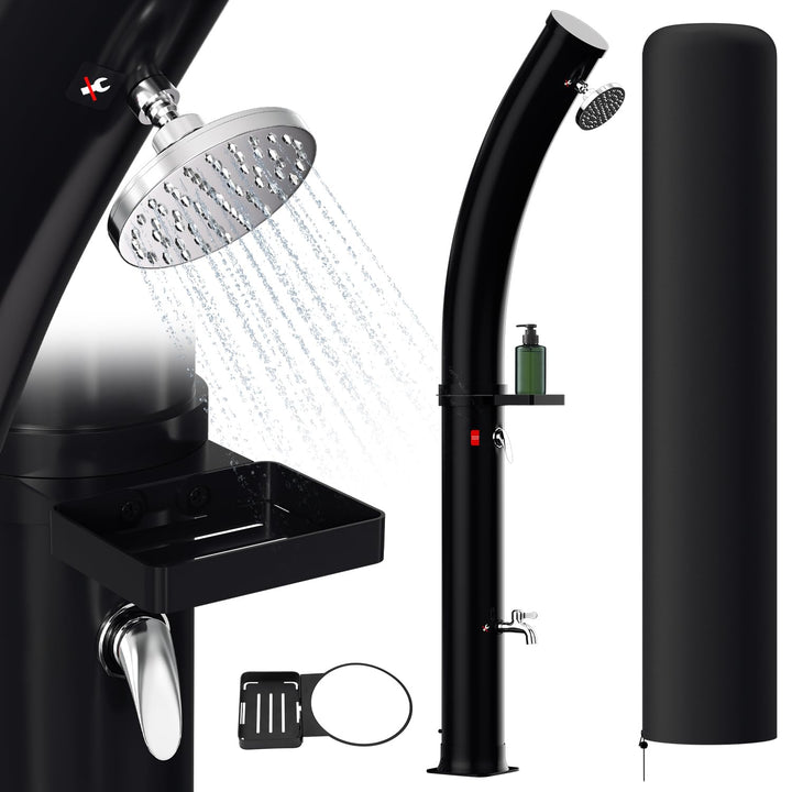 Ansobea solardusche 40 Liter Solar Gartendusche Inkl Schutzhaube und Bodenelement, schwenkbarer Dusc