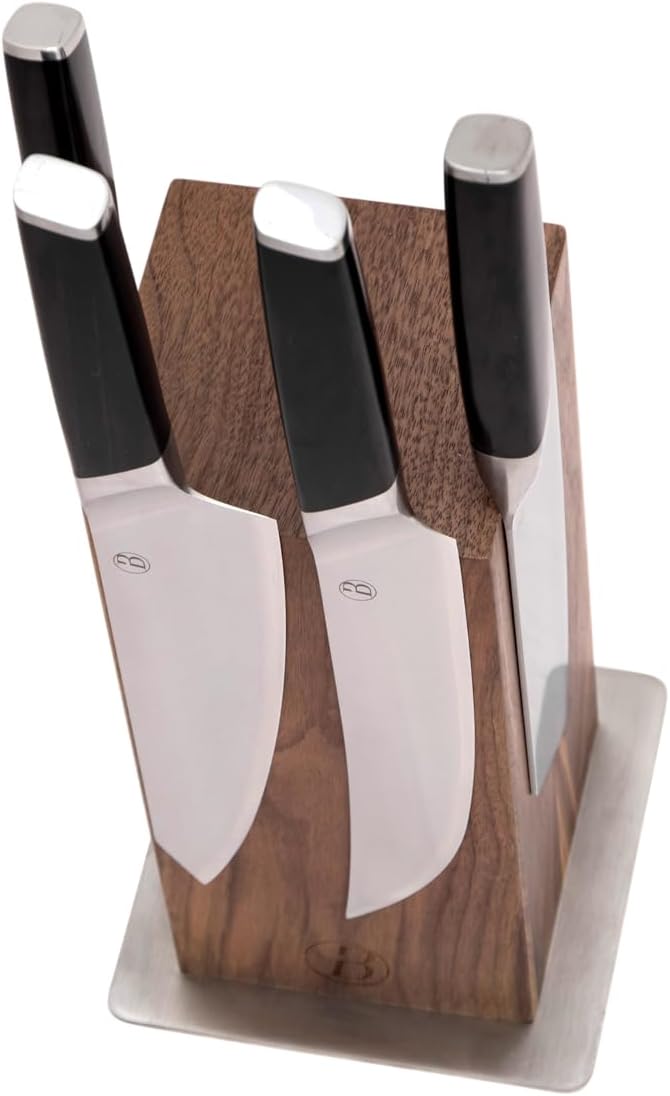 BABOSSA® Magnetischer Messerblock aus Nussbaumholz - ohne Messer | Platzsparende Aufbewahrung für al