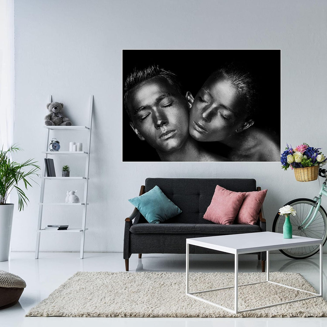 wandmotiv24 Poster als Wanddeko, Grösse Din A0, sinnliches Paar Foto, Models, Schwarz Weiss, Silber,