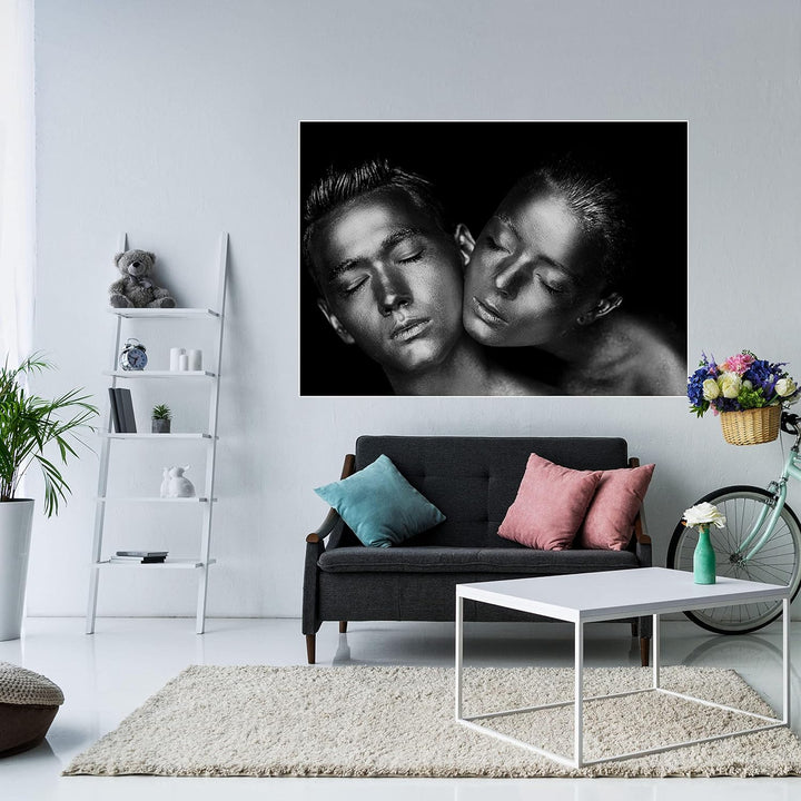 wandmotiv24 Poster als Wanddeko, Grösse Din A0, sinnliches Paar Foto, Models, Schwarz Weiss, Silber,