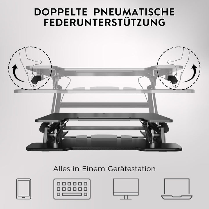 BONTEC Stehpult Höhenverstellbar mit Dual-Gasfeder, Tischaufsatz für Dual Monitor Arbeitsplatz, 81,3
