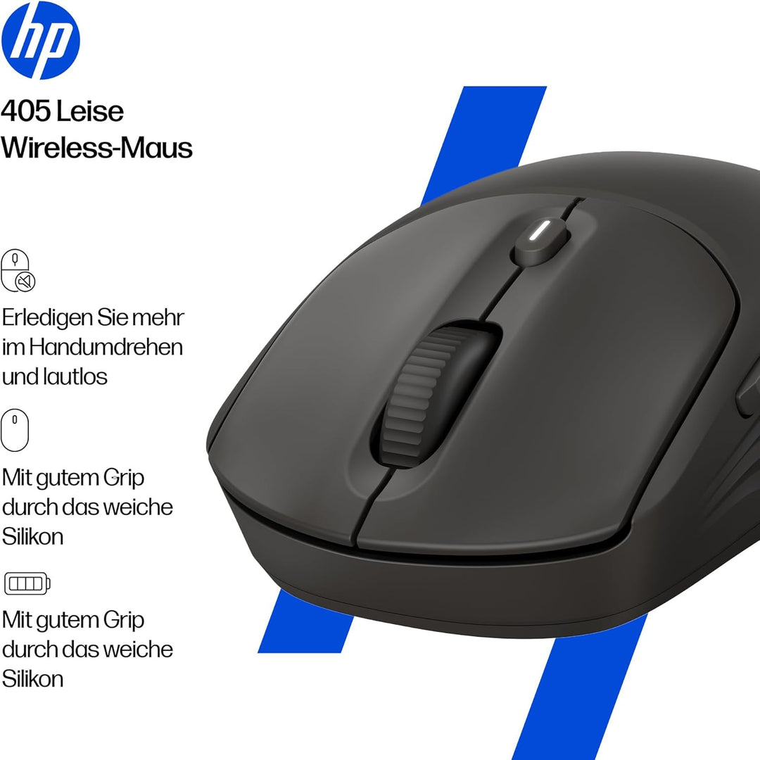 HP 400 Duale kabellose Maus, Bluetooth und USB, 2,4 GHz, 24 Monate Akku, leise Klicks, weiche Haptik