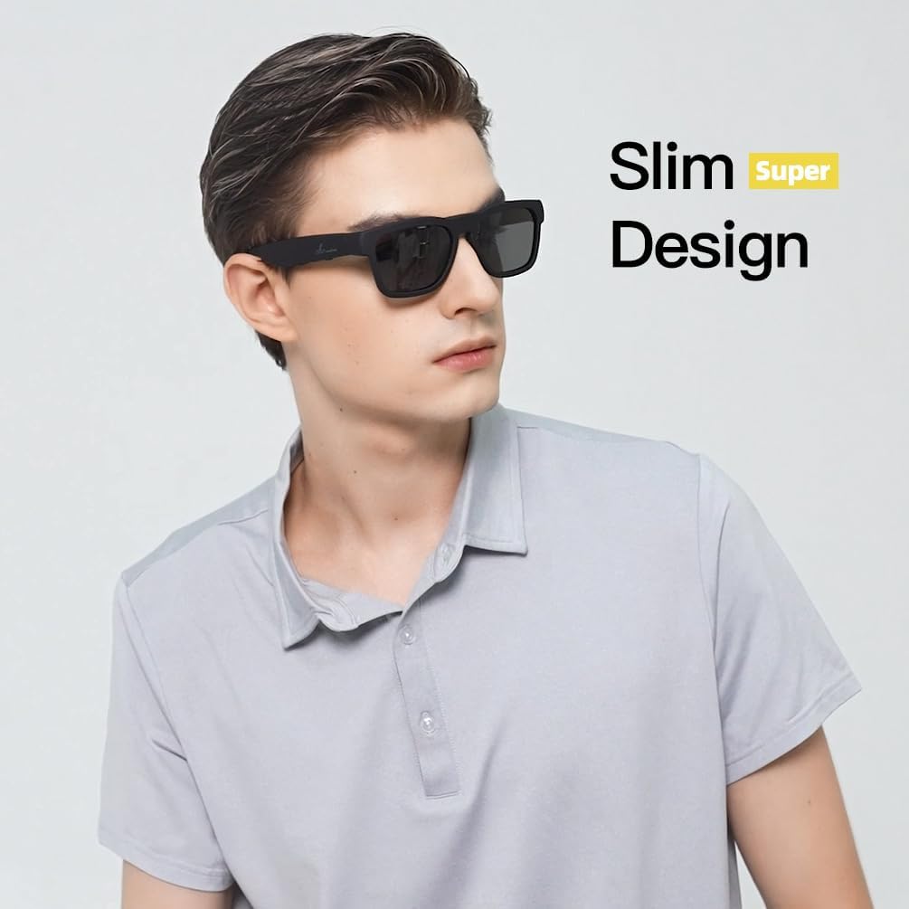 OhO Bluetooth Sunglasses,Voice Control and Open Ear Style Smart Glasses Listen Music and Calls with