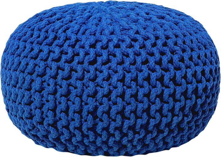 Gestrickter Pouf Blau Kobaltblau ⌀ 40 cm Baumwolle Ottomane Conrad