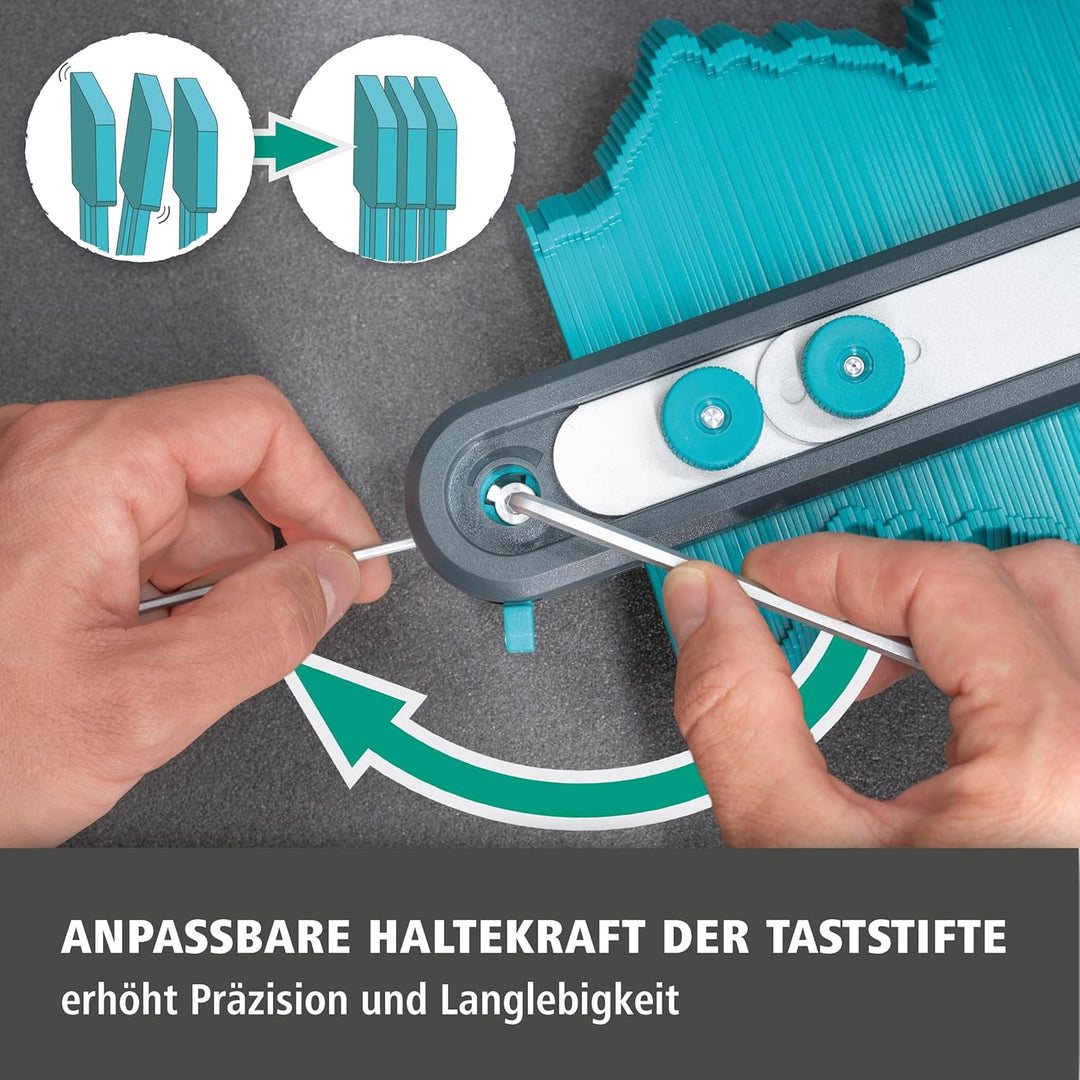wolfcraft Konturenlehre PRO - breite Nadelschablone - Zum Abtasten, Übertragen und Positionieren von