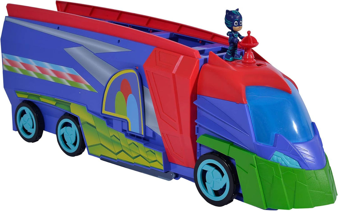 Simba 109402466 - PJ Masks Verwandelbares Hauptquartier, Fahrzeug, 2-in-1, transformiert sich, mit L